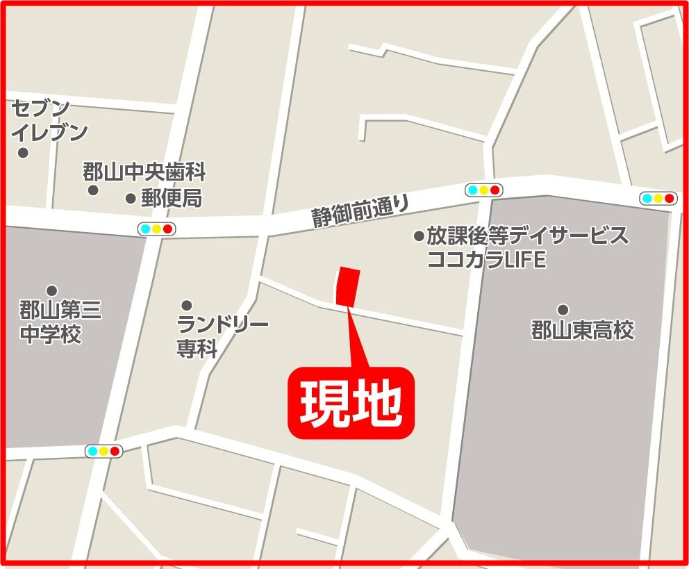 郡山市七ッ池町　　　  ２号棟　　　橘小学校、郡山第３中学区　の地図|案内図