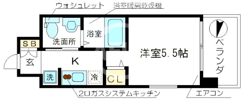 エスリード南堀江リバーサイドの間取り|エスリード南堀江リバーサイド　開放感のある間取り