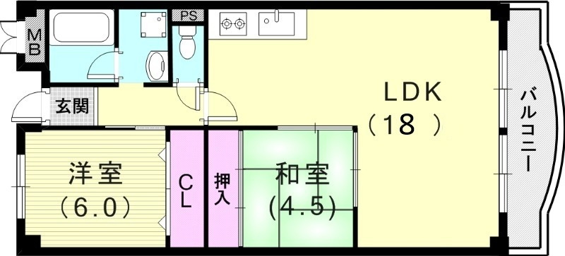 神戸市東灘区住吉台の賃貸マンションの間取り