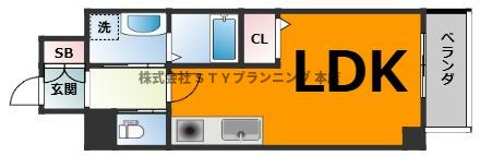 壁掛け58型TV設備！ブルームライフ八田駅前の間取り