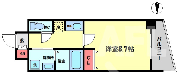 カスタリア新梅田の間取り|カスタリア新梅田　開放感ある間取り