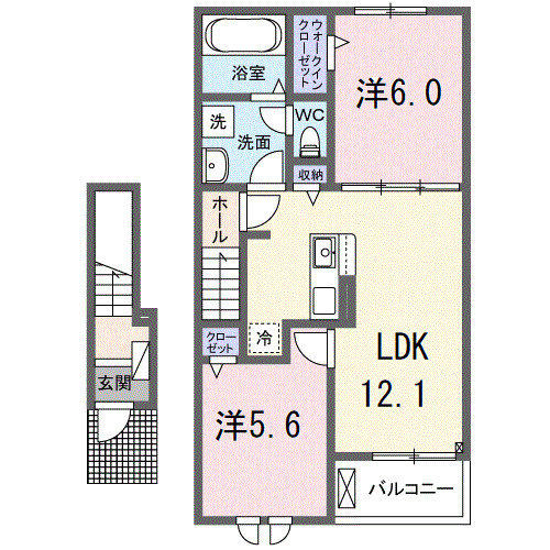 ブルーム　ウィズ　グレース　Ｂの間取り|使い勝手の良い間取りです♪