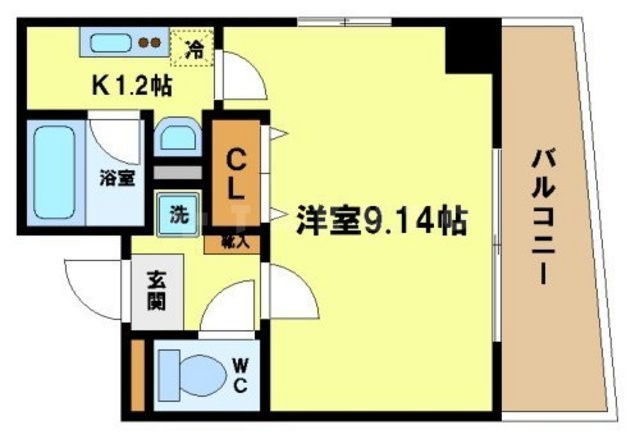 B-RISE新町の間取り|ラ・フォンテ新町　単身用間取り