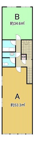 玉林ビルの間取り|A.B号室、共にご利用いただけます(A号室53.3㎡、B号室34.6㎡)