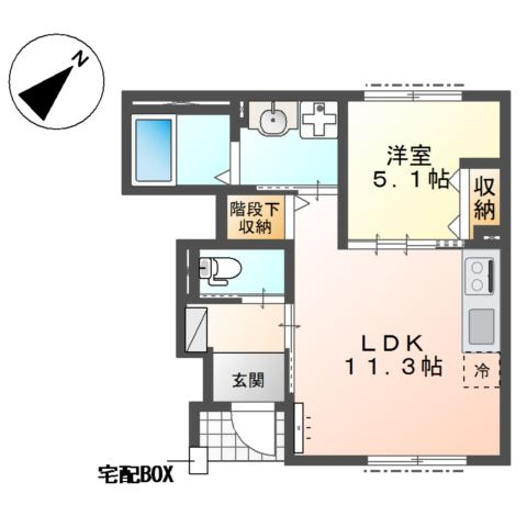 仮称）鎌ヶ谷市右京塚新築アパートの間取り