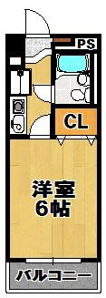 シャロウズイン中瀬の間取り|★６帖の１K★ 