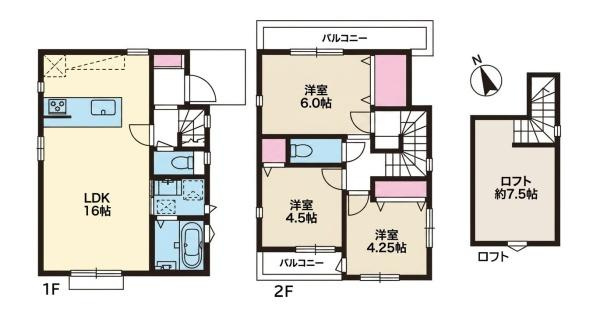 相模原市南区御園３丁目の新築一戸建の間取り
