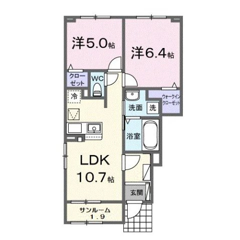 富山市新庄町２丁目のアパートの間取り