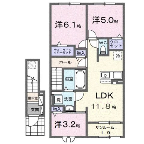 富山市新庄町２丁目のアパートの間取り