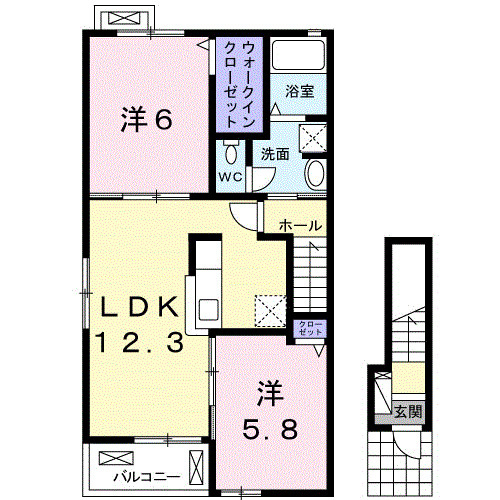 シンセリティ　エムⅡ　Ａの間取り