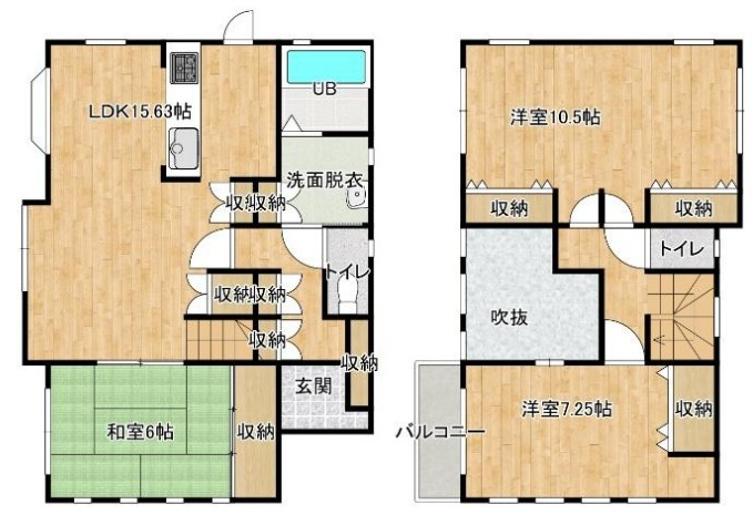 敷地面積約52坪　二ツ屋　築24年の間取り