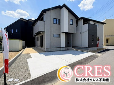 【外観】 | ☆☆☆新築分譲　郡山市富久山町９期K　リガーレ　全２棟－①！！ | ※現地です！！ご見学できます♪
シャープで洗練されたモダンキューブスタイル住宅♪