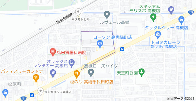 グランヴェルデ高槻　南棟の地図