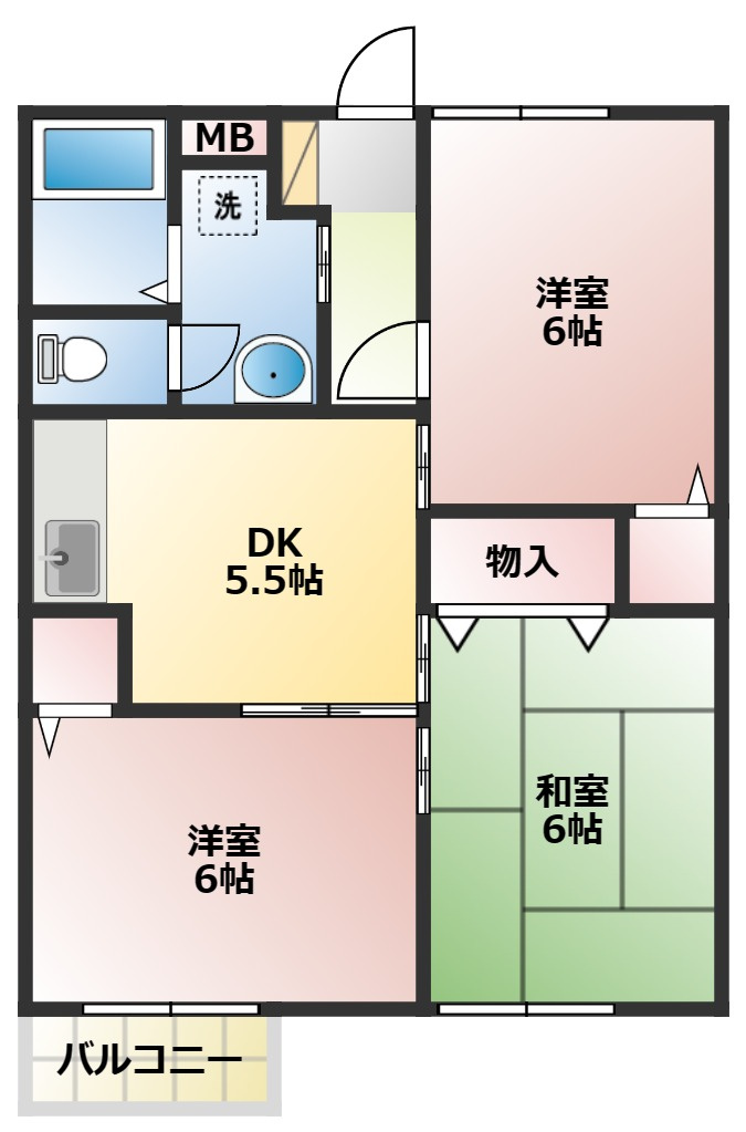 プロスペールNの間取り|反転してます。