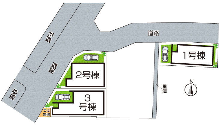 高槻市城西町　第1期　新築一戸建ての区画図|全３区画