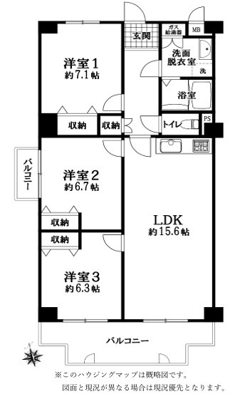 上甲子園ビューハイツの間取り