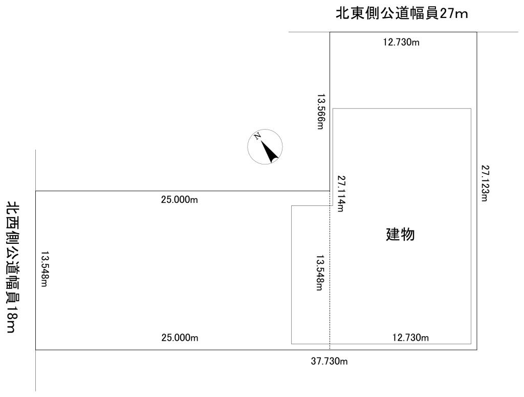 北見市桜町５丁目１５番地、１３番地　店舗の区画図