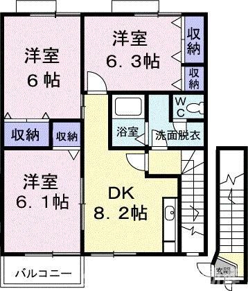 イースト丸亀　Ｄの間取り