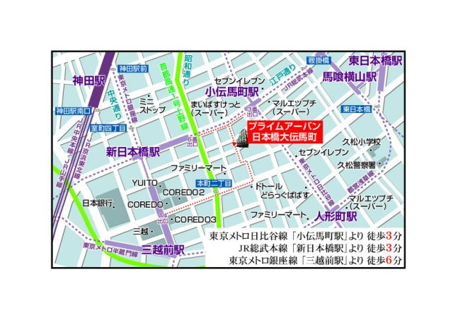 プライムアーバン日本橋大伝馬町の地図