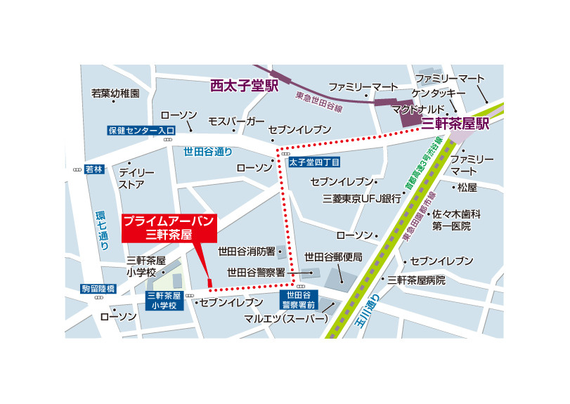プライムアーバン三軒茶屋の地図