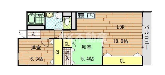 【間取り】 | 八戸ノ里第2ガーデンハイツ（八戸ノ里賃貸） | 間取りです