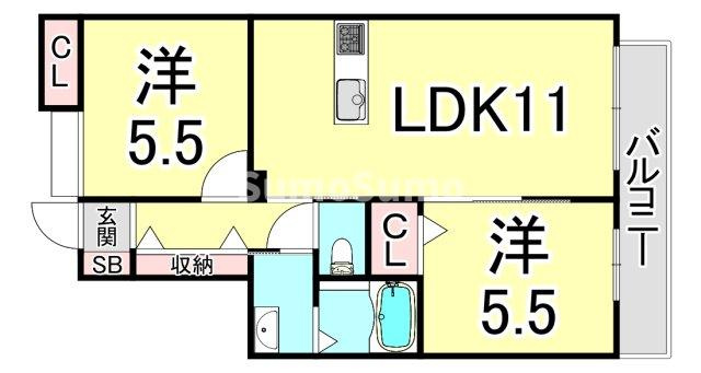 メインステージ芦屋東の間取り