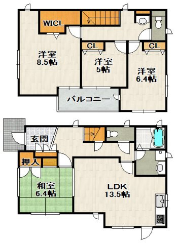 宝塚＊月見山１丁目戸建貸家の間取り