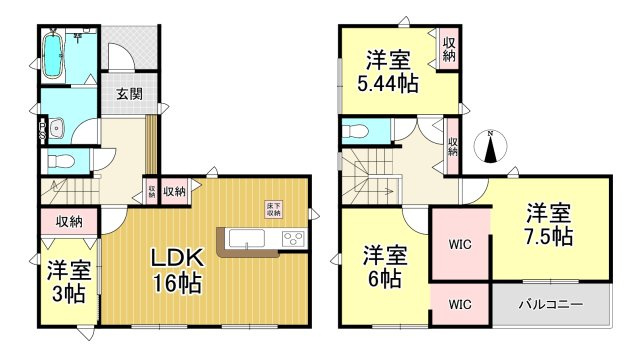 半田市岩滑高山町3丁目　全2棟　1号棟の間取り|1号棟　4LDK+2WIC♪