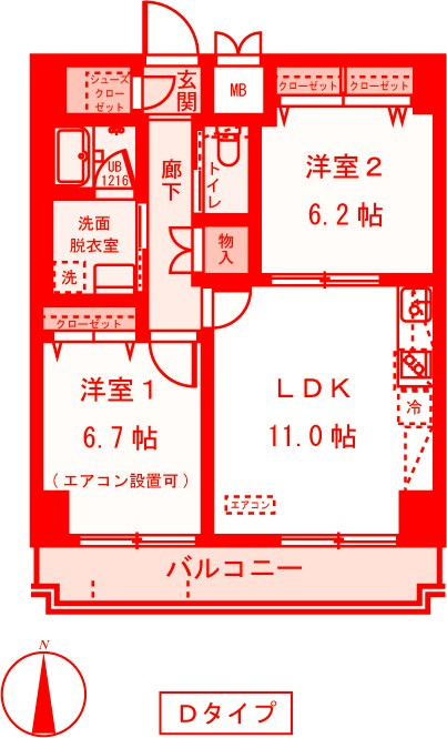 横浜市戸塚区品濃町の賃貸マンションの間取り