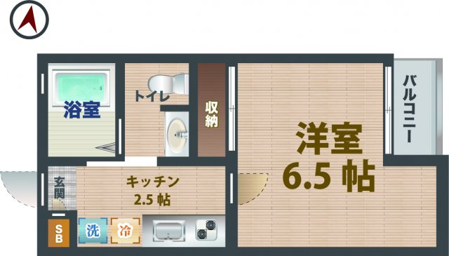 【間取り】 | デザインコート中野 | 1Kのお部屋です。