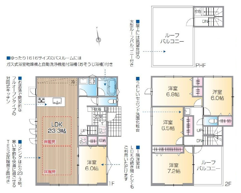 板橋区上板橋1丁目　屋上×土地40坪超　ZEH水準住宅　限定1棟の間取り|5LDK+ルーフバルコニー　土地面積132.96m2　建物面積133.91m2