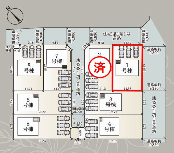 矢吹町八幡町第２１　　　１号棟　　　善郷小学校、矢吹中学区の区画図