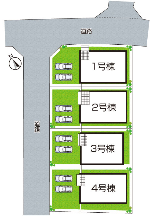 ★愛知郡愛荘町山川原　第2期　新築一戸建ての区画図|全4区画