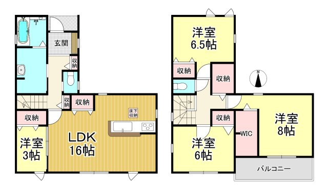 半田市岩滑高山町3丁目　全2棟　2号棟の間取り|2号棟　4LDK+WIC♪