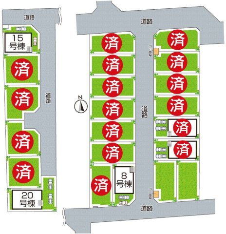 ■12日(土)13日(日)現地ご見学可能！　寝屋川市河北中町　第8期の区画図|全２０区画