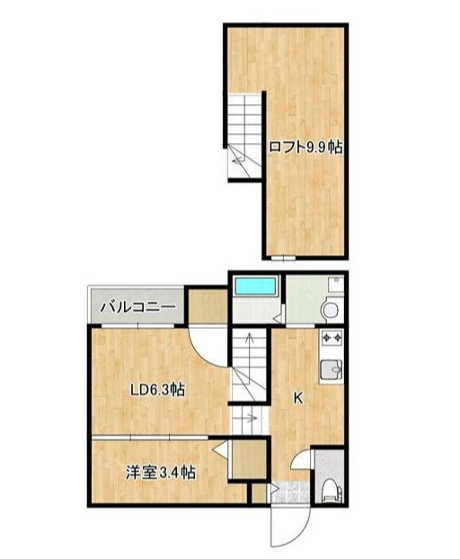 熊本市中央区琴平本町のアパートの間取り