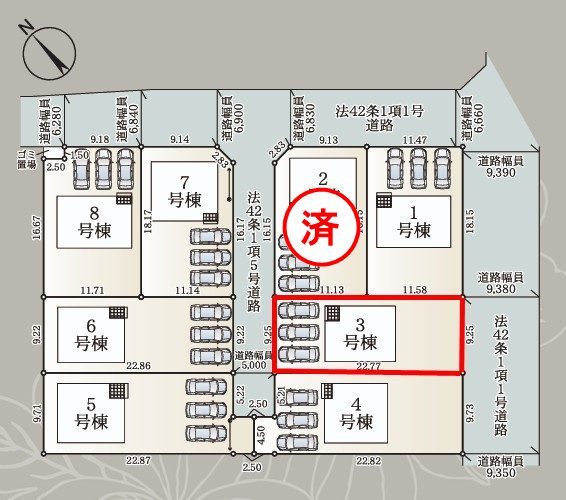 矢吹町八幡町第２１　　　３号棟　　　善郷小学校、矢吹中学区の区画図