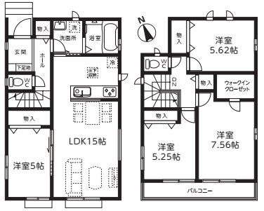 上尾緑丘　第2期　新築一戸建て　ハートフルタウン　Bの間取り|【全2棟・B号棟】上尾緑丘　第2期　新築一戸建て　ハートフルタウン　B・4LDK・土地面積110.09m2・建物面積94.60m2