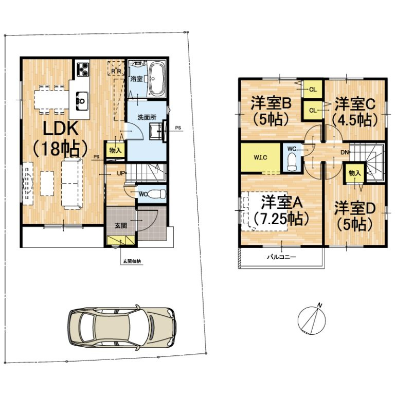 ★城陽市久世下大谷　第1期　新築一戸建ての間取り|2号地