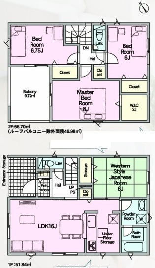 愛知郡愛荘町山川原　第2期　新築一戸建ての間取り|2号地