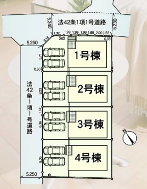 愛知郡愛荘町山川原　第2期　新築一戸建ての区画図|全4区画