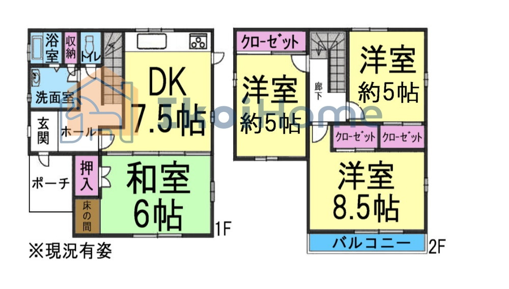 神戸市西区神出町東　中古戸建の間取り|●年中無休：当日予約可●DK7.5帖と和室６帖が繋がっていますので広くご使用いただけます！