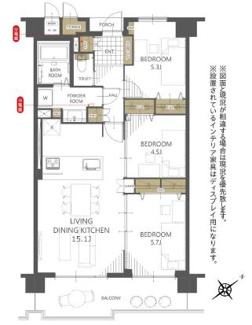 【間取り】 | 朝日プラザCITYウェストヒル神戸B棟 | ３ＬＤＫ