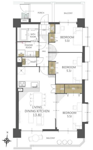 ライオンズマンション北綾瀬第7の間取り|南東角部屋住戸・両面バルコニーにつきまして日当たり・通風良好。新規リノベーションマンション。アフターサービス保証付き・24時間365日緊急対応サービスでご購入後も安心して暮らせます。