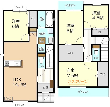 西原町２２コダテックスⅥＡの間取り