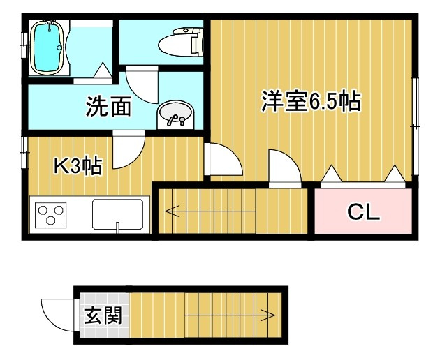 八女市本町のアパートの間取り