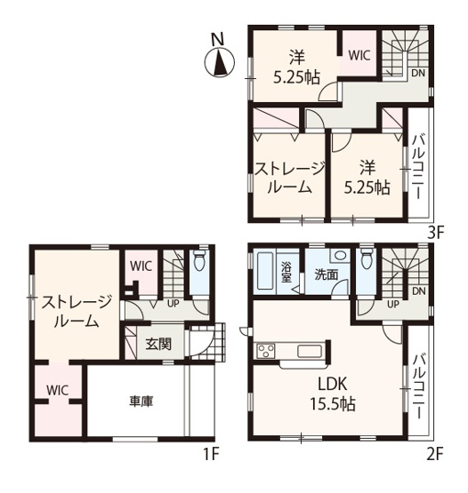 【間取り】 | Livele Garden.S堺区香ヶ丘町2期　2号棟 | WICを3か所に設けた収納スペース豊富な2SSLDK。充実の収納力で居住空間を有効的にご活用いただけます！