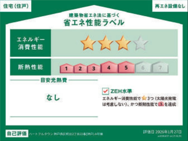 神戸市西区糀台2丁目の省エネ性能ラベル