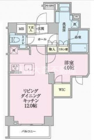 アークマーク大森西の間取り|カウンターキッチンの1LDKウォークインクローゼット付！