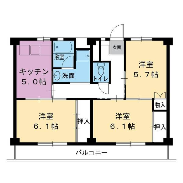 ビレッジハウス下九沢1号棟の間取り